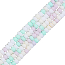 Opaque Spray Painted Glass Bead Strands, Frosted, Flat Round, Mixed Color, 4~4.5x3mm, Hole: 1mm, about 133~135pcs/strand, 15.43 inch~15.75 inch(39.2~40cm)