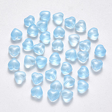 Honeyhandy Imitation Jade Glass Beads, Heart, Light Sky Blue, 6x6x4mm, Hole: 0.7mm