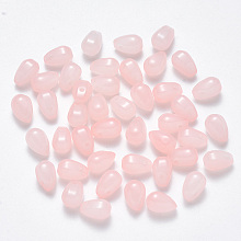 Honeyhandy Imitation Jade Glass Charms, Teardrop, Pearl Pink, 9x6x6mm, Hole: 1mm