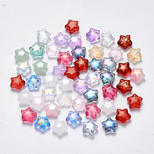 Arricraft Spray Painted Glass Beads, Mixed Style, Star, Mixed Color, 8x8.5x4mm, Hole: 1mm