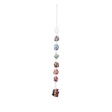 Honeyhandy 7 Chakra Gemstone Hanging Decorations, Yoga Meditation Hanging for Wall Home Decor Car Window Hanging Ornament, White, 320~330mm