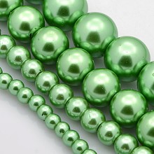 Honeyhandy Dyed Glass Pearl Round Beads Strands, Aquamarine, 4mm/6mm/8mm/10mm/12mm, Hole: 1mm, about 70~216pcs/strand