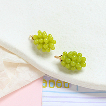 Honeyhandy Opaque Resin Pendants, Imitation Fruit, Grape Charms, Yellow Green, 18x10mm