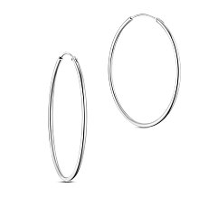 SHEGRACE 925 Sterling Silver Hoop Earrings, Silver, 40mm