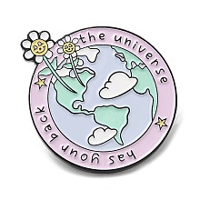 Honeyhandy The Earth with Word The Universe Has Your Back Enamel Pin, Electrophoresis Black Alloy Brooch for Backpack Clothes, Colorful, 27x32x1.7mm