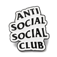 Honeyhandy Word Antisocial Social Club Enamel Pin, Electrophoresis Black Zinc Alloy Brooch for Backpack Clothes, White, 30.5x26x1.6mm