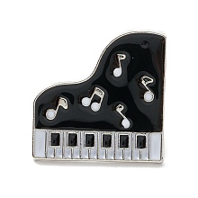 Honeyhandy Piano Enamel Pin, Musical Instrument Alloy Brooch for Backpack Clothes, Platinum, Black, 24x33x2mm, Pin: 1.2mm.