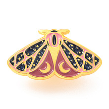 Honeyhandy Alloy Enamel Brooches, Enamel Pin, with Butterfly Clutches, Butterfly, Golden, Black, 15.5x27.5x9.5mm