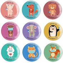 GLOBLELAND 9 Pcs Vaccine Button Pins I Got Vaccinated Covid-19 Buttons Mix Pattern for Men's/Women's Brooches or Doctors, Nurses, Hospitals, 2-1/4 Inch