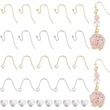 BENECREAT 160Pcs 18K Real Gold Plated Brass Earring Hooks Real Platinum Plated Fishhook Earring 4 Style Ball Dots Ear Wires with 160Pcs Plastic Ear Nuts for DIY Earring Jewelry Making