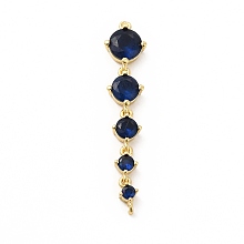 Honeyhandy Rack Plating Brass Pave Cubic Zirconia Connector Charms, Cadmium Free & Lead Free, Five Flat Round Links, Real 18K Gold Plated, Midnight Blue, 36x7.5x3.5mm, Hole: 0.6mm