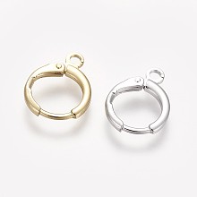 Honeyhandy Brass Huggie Hoop Earring Findings, with Horizontal Loop, Long-Lasting Plated, Cadmium Free & Nickel Free & Lead Free, Mixed Color, 14.7x11.7x2mm, Hole: 1.8mm