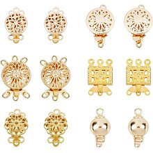 PandaHall Elite Layering Clasps, 12 Sets 6 Styles Filigree Box Clasps Single/Multi-Strand Necklace Clasp Bracelet Layered Connector Jewelry Clasp for Earring Bracelet Necklace DIY Crafts, Golden