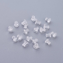 Honeyhandy Plastic Ear Nuts, Earring Backs, Clear, 5x5mm, Hole: 0.4mm