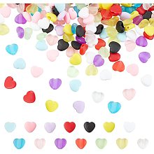 SUPERFINDINGS About 420pcs 14 Colors Heart Transparent PVC Plastic Cord Lock for Mouth Cover Anti Slip Cord Buckles Rope Adjuster, Hole: 2x4mm