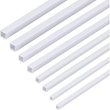 OLYCRAFT 40pcs Plastic Square Bar Rods White ABS Plastic Square Tube for DIY Sand Table Architectural Model Making