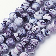 Honeyhandy Handmade Lampwork Beads, Round, Purple, 14mm, Hole: 1~2mm