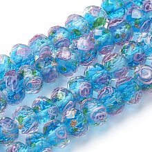 PandaHall Elite 45pcs 9~12mm Gold Sand Lampwork Beads Glass Handmade Round Loose Beads for Rosary Making Jewelry Craft Making with 2mm Hole - Dodger Blue