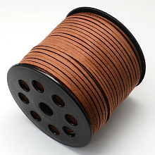 ARRICRAFT 1 Roll (100 Yards, 300 Feet) Micro-Fiber Faux Leather Suede Cord String with Roll Spool, 2.7x1.4mm (SaddleBrown)