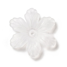 Honeyhandy Transparent Acrylic Bead Caps, 6-Petal, Frosted, Flower, White, 27x24x5mm, Hole: 1.6mm, about 666pcs/500g