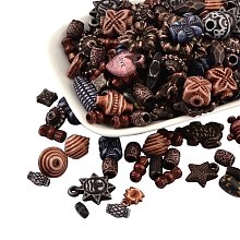 NBEADS 500g Mixed Antique Style Acrylic Beads/Pendants, Mixed Color, 6~22x6~10x3~12mm, Hole: 1~3mm