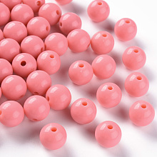 Honeyhandy Opaque Acrylic Beads, Round, Salmon, 10x9mm, Hole: 2mm, about 940pcs/500g