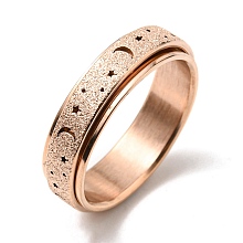 Honeyhandy Stainless Steel Moon and Star Rotatable Finger Ring, Spinner Fidget Band Anxiety Stress Relief Ring for Women, Rose Gold, US Size 9(18.9mm)