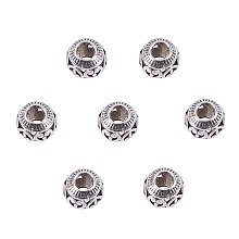 NBEADS Tibetan Style European Beads, Rondelle, Antique Silver, 11x9mm, Hole: 4.5mm