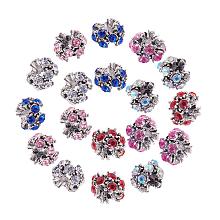 ARRICRAFT 50 Pcs Alloy Rhinestone Flower European Beads with Large Hole Dangle Charms Sets fit Snake Style Charm Bracelets Antique Silver