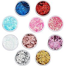 Arricraft 100g Nail Art Glitter Sequins Hexagon, 10 Colors Nail Powder for Nail Art Decoration, Face Body Hair Decor