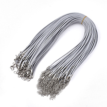 Waxed Cord Necklace Making, with Zinc Alloy Lobster Clasps, Platinum, Light Grey, 17.8 inch~18 inch(45.5~46cm), 2mm