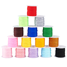 PandaHall Elite 15 Rolls 15 Colors Nylon Chinese Knotting Cord, DIY Material for Jewelry Making, Mixed Color, 0.8mm, about 21.87 Yards(20m)/Roll, 1 roll/color