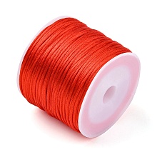 Honeyhandy 30M Nylon Rattail Satin Cord, Beading String, for Chinese Knotting, Jewelry Making, Orange Red, 1mm, about 32.81 Yards(30m)/Roll