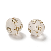 Transparent Acrylic Beads, Golden Metal Enlaced, Round, Frosted, Clear, 16mm, Hole: 1.8mm, about 225pcs/500g