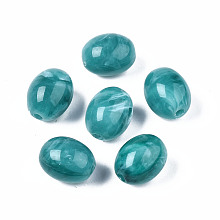 Honeyhandy Acrylic Beads, Imitation Gemstone Style, Barrel, Light Sea Green, 13x10mm, Hole: 2mm, about 550pcs/500g