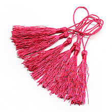 Honeyhandy Polyester Tassel Decorations, Pendant Decorations, Cerise, 130x6mm, Tassel: 70~90mm