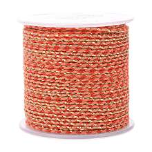 Honeyhandy 4-Ply Cotton Cord, Handmade Macrame Cotton Rope, with Gold Wire, for String Wall Hangings Plant Hanger, DIY Craft String Knitting, Orange, 1.5mm, about 21.8 yards(20m)/roll