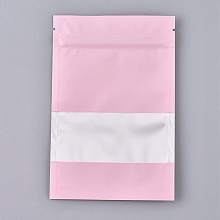 Honeyhandy Plastic Zip Lock Bags, Resealable Aluminum Foil Pouch, Food Storage Bags, Rectangle, White, Pink, 15.1x10.1cm, Unilateral Thickness: 3.9 Mil(0.1mm)