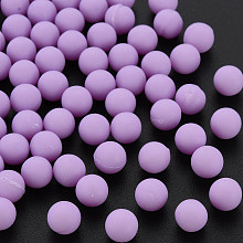 Honeyhandy Opaque Acrylic Beads, Frosted, No Hole, Round, Medium Orchid, 6mm, about 3900pcs/500g