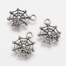 Honeyhandy Tibetan Style Alloy Pendants, Spider Web, Antique Silver, 17x13.5x2mm, Hole: 2mm