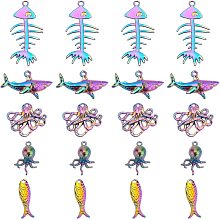 PandaHall Elite 20pcs Ocean Fish Charms, Rainbow Alloy Seaside Sea Creatures Beach Charms Beach Animal Pendant Fishbon Fish Shark Octopus Pendants for Necklace Jewelry Keychain Keyring Bag Decor