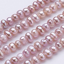 Honeyhandy Grade AA Natural Cultured Freshwater Pearl Beads Strands, Potato, Violet, 2.5~4.5x4.5~6mm, Hole: 0.7mm,  about 87~90pcs/strand, 14.1~14.4 inch