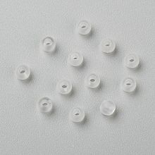 Honeyhandy Round Transparent Acrylic Beads, White, Frosted, about 4mm in diameter, hole: 1mm, about 14000 pcs/500g