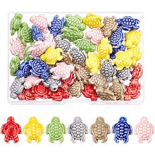 SUPERFINDINGS 56pcs 7 Colors Handmade Porcelain Ceramic Beads Handmade Porcelain Tortoise Beads 19.5x15x8mm Mixed Color Spacer Beads Loose Beads for DIY Jewelry Making