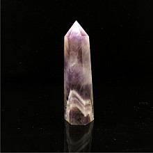 Honeyhandy Point Tower Natural Amethyst Home Display Decoration, Healing Stone Wands, for Reiki Chakra Meditation Therapy Decos, Hexagon Prism, 50~60mm