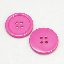 Honeyhandy Resin Buttons, Dyed, Flat Round, Hot Pink, 30x3mm, Hole: 3mm, 98pcs/bag