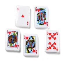 Honeyhandy Opaque Resin Cabochons, Playing Card, Mixed Color, 27x17.3x5mm