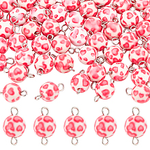 PandaHall Elite 50pcs Resin Beads Charms 10mm Heart Beads Links Pink Connectors Pendants with Iron Double Loops Loose Beads Charms for Summer Jewelry Necklace Bracelet Earrings Making