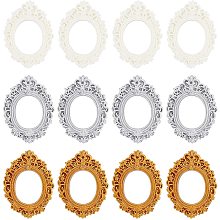 OLYCRAFT 18PCS Mini Resin Bezels European Resin Gold Flower Oval Rectangle Frame Tabletop Jewelry Display Frame for Photography Home Decor