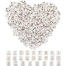 CHGCRAFT 1248pcs 26 Letters Plating Acrylic Letter Beads Cube Metal Enlaced Letter Beads DIY Jewelry Making Bracelets Set Box Package Mixed Letter 0.24inch Wide